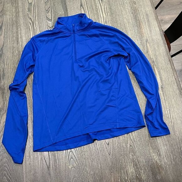 NWOT Nike Mens Dri-Fit T-Shirt Quarter Zip Mock Neck Pullover Royal Blue Large - Picture 1 of 4